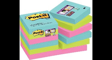 Post-it® Super Sticky Notes -  Kleurenset Miami, Aquawave, Neon groen, Neon rose - 47,6mm x 47,6mm