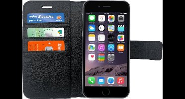 Hoesje geschikt voor Apple iPhone 6/6s Book Case Portemonnee - Cover voor 3 Pasjes Zwart