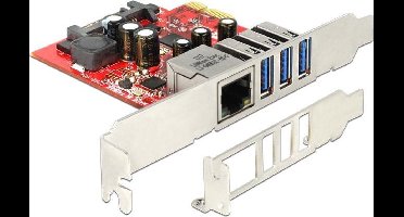 PCI Express -kaart tot 3 x External USB 5 Gbps + 1 x External Gigabit LAN - Low Profile Form Factor