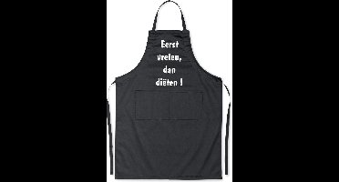 Benza Schort Eerst vreten, dan diëten - Grappige/Leuke/Mooie/Luxe Keukenschort - Zwart
