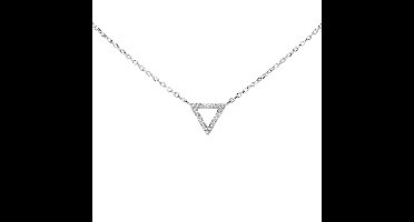 Lovenotes ketting - zilver - gerodineerd - driehoek - zirkonia - 39 + 4 cm