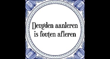 Tegeltje met Spreuk (Tegeltjeswijsheid): Deugden aanleren is fouten afleren + Kado verpakking & Plakhanger