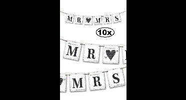 10x Vlaggenlijn Mr & Mrs 77 cm