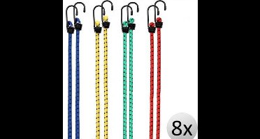 Deuba Rubberen Spanbanden - Set van 8 40-100cm Haken - Multicolor