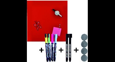Desq magnetisch glasbord set PRO 45x45 cm rood