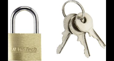 Basetech 1362630 Hangslot 19.7 mm Verschillend sluitend Goud-geel Sleutelslot