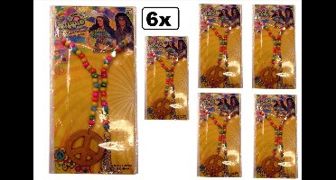 6x Kralen ketting PEACE kleur