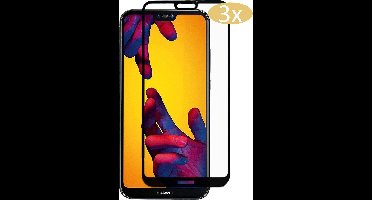 3 Stuks Screenprotector geschikt voor Huawei P20 Lite | Full Cover Volledig Beeld | Tempered Glass - van iCall