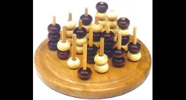 Molenspel TicTacToe 3 D. hout blank/bruin gelakt rond