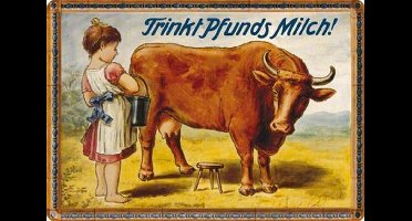 Trinkt Pfunds Milch Metalen wandbord  in reliëf 20 x 30 cm.