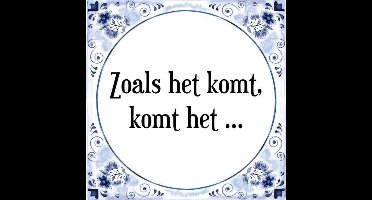 Tegeltje met Spreuk (Tegeltjeswijsheid): Zoals het komt, komt het + Kado verpakking & Plakhanger