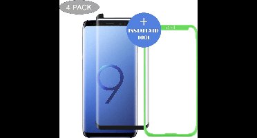 4x Screenprotector geschikt voor Samsung Galaxy S9 - Tempered Glass Case-Friendly Zwart en Lijm over het Hele Beeld (+ Installatie-tool)