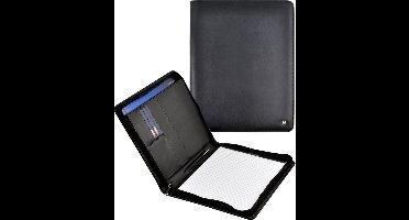 DESQ® Schrijfmap Leer met ritssluiting | A4 | incl. schrijfblok 20 vel | Hoogwaardig leer | Zwart