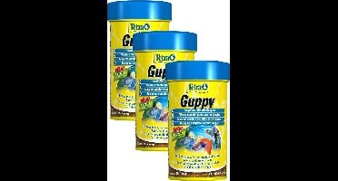 Tetra Guppy Visvoer Vlokken - Vissenvoer - 3 x 100 ml