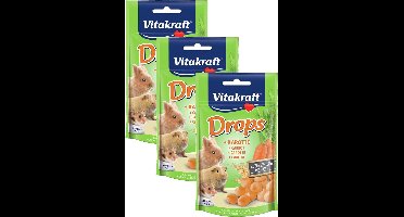 Vitakraft Knaagdier Drops - Konijnensnack - 3 x Wortel