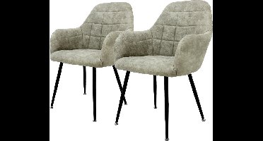 Eetkamerstoel set van 4 met rugleuning en armleuningen Olijf keukenstoel met kunstlederen bekleding