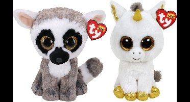 Ty - Knuffel - Beanie Buddy - Linus Lemur & Pegasus Unicorn