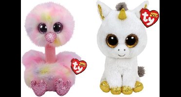 Ty - Knuffel - Beanie Buddy - Avery Ostrich & Pegasus Unicorn