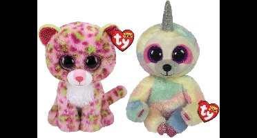 Ty - Knuffel - Beanie Buddy - Lainey Leopard & Cooper Sloth