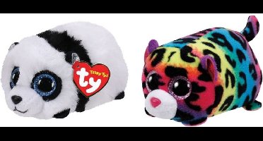 Ty - Knuffel - Teeny Ty's - Bamboo Panda & Jelly Leopard