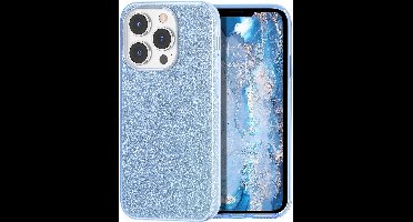 Hoesje Geschikt voor iPhone 13 Pro Max Hoesje Glitters Siliconen Licht Blauw - Glitter Hoesje Geschikt voor iPhone 13 Pro Max hoesje TPU Case - Cover