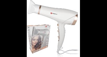 alpina Föhn 1900-2300W - Haardroger met 3 Warmte Instellingen - Haar Droger met Cool Shot - Hair Dryer incl. Extra Blaasmond en Ophanglus - Wit/Rosé