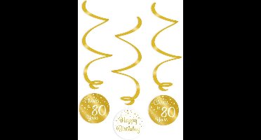 Paperdreams - Swirls Gold/White 80 jaar