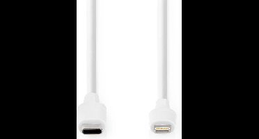 Nedis Lightning Kabel - USB 2.0 - Apple Lightning 8-Pins - USB-C Male - 480 Mbps - Vernikkeld - 2.00 m - Rond - PVC - Wit - Doos
