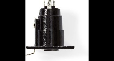 Nedis XLR-Connector - Recht - Female - Vernikkeld - Chassis - Diameter kabelinvoer: 5.0 mm - Metaal - Zwart - 1 Stuks - Polybag