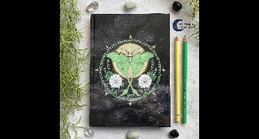Maanvlinder hardcover notitieboek A5 - Luna Mot Droom Journal - Spirit Animal - Krachtdieren - Volle maan