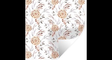Muurstickers - Sticker Folie - Rozen - Goud - Bladeren - 30x30 cm - Plakfolie - Muurstickers Kinderkamer - Zelfklevend Behang - Zelfklevend behangpapier - Stickerfolie