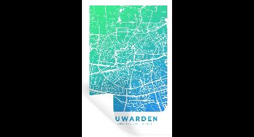 Muurstickers - Sticker Folie - Stadskaart - Leeuwarden - Blauw - 20x30 cm - Plakfolie - Muurstickers Kinderkamer - Zelfklevend Behang - Plattegrond - Zelfklevend behangpapier - Stickerfolie