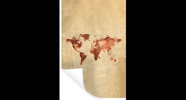 Muurstickers - Sticker Folie - Wereldkaart - Hart - Papyrus - 20x30 cm - Plakfolie - Muurstickers Kinderkamer - Zelfklevend Behang - Zelfklevend behangpapier - Stickerfolie