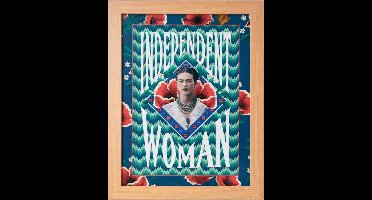 Frida Kahlo Art print 'Independent Woman' in fotolijst hout eiken kleur 30 x 40 cm