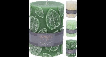 Stompkaars - blad print - Ø 7x10cm - kaarsen - woondecoratie  - 3 stuks