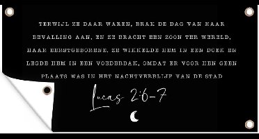 Tuinposter Kerst - Religie - Quotes - Spreuken - Lucas 2:6-7 - 60x30 cm - Tuindoek