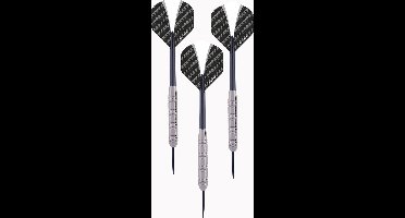 Darts Tungsten Look Set 23 g – 3 Steeltip Dartpijlen – Tungsten Look Barrel – Nylon Shaft – Wit / Zwarte Flight – Inclusief Etui – Longfield
