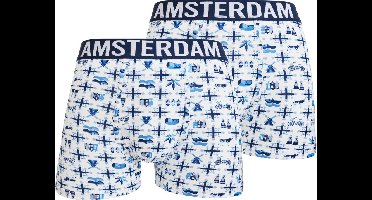 Boxershort - Heren - 2 pack - Amsterdam - Delfts blauw / wit - XXL