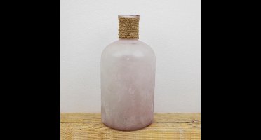 SENSE Fles Vaasje Frosted Roos - Gerecycle - Kleine Glazen Flesjes – Bloemenvaasje – Mini Fles Vaas Pink