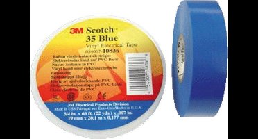 3M Tape Blauw Scotch 35, vinyl, (lxb) 20mx19mm, UV-bestendig