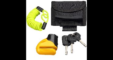 Deuba Remschijfslot - Motor/Fiets/Sleutel met LED - Geel Zwart