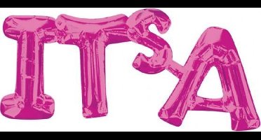 "IT'S A" Roze Folie Ballon, 50 x 22cm