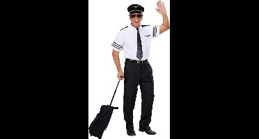 Pilotenshirt met stropdas en pet - Maatkeuze: Maat S