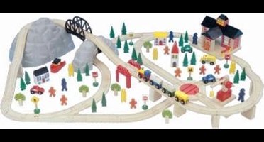 Houten treinset met berg 115-Delig Mentari 6122