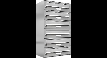 Brievenbus 6 adressen muurmontage RVS