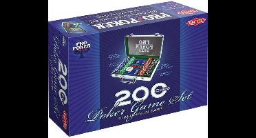 Tactic Pro Poker Set – Pokerset – Luxe Aluminium Koffer – 200 Chips van 11,5 gram – Inclusief Kaarten, Dobbelstenen en Dealer Button – Vanaf 14 Jaar