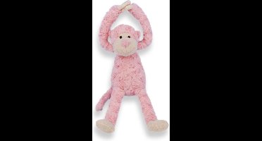 Funnies Slingeraap - Knuffel aap - Roze - 45cm - Pluche - Cadeau voor baby en peuter