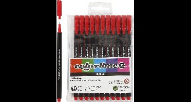 Colortime Fineliner lijndikte: 0 6-0 7 mm rood 12stuks