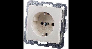 Wandcontactdoos s1 enkelvoudig met randaarde + centraalplaat inbouw crème