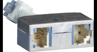 Metz Connect RJ45 Netwerk Y-adapter CAT 5 [2x RJ45-bus - 1x RJ45-stekker] Zilver